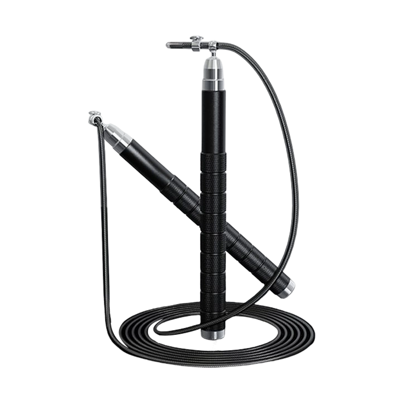 TS-12 Coarda de saritura de curse cu maner din aluminiu alb-negru